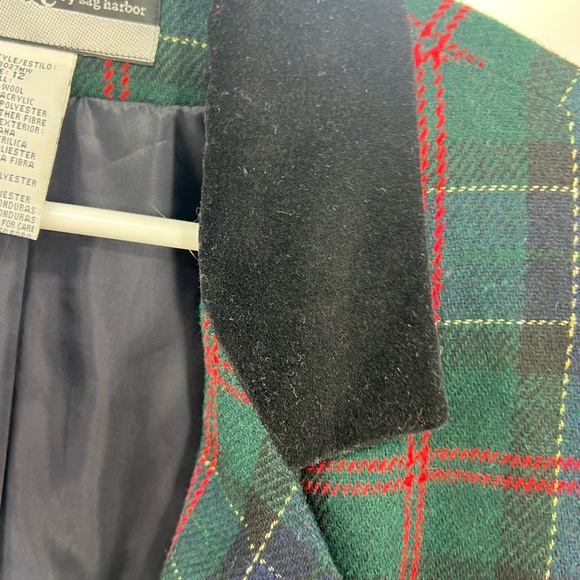 Radcliffe wool blend velvet collar 12 plaid blazer vintage metallic office - Picture 6 of 7
